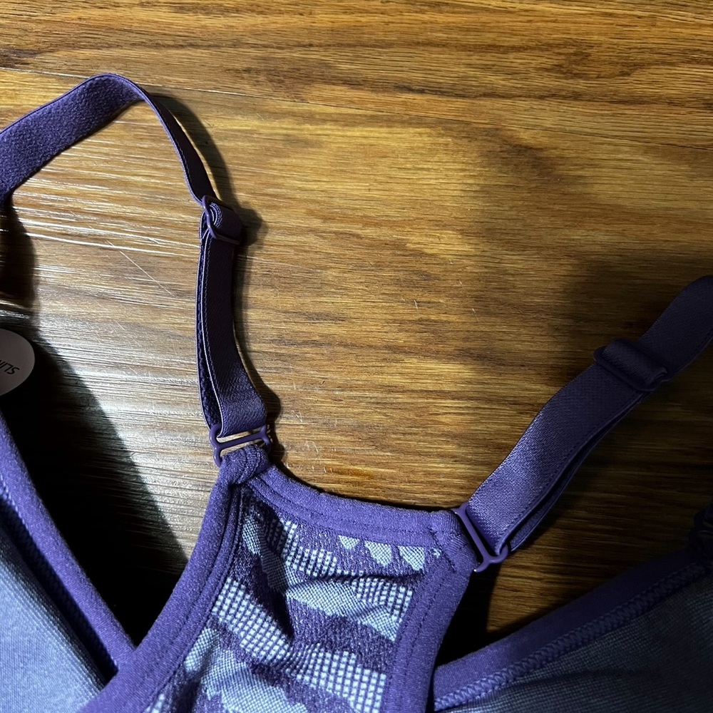 *NWT* Bella Movement Purple Ribbed Sports Bra w/ Removable Padding Size L - Picture 3 of 3